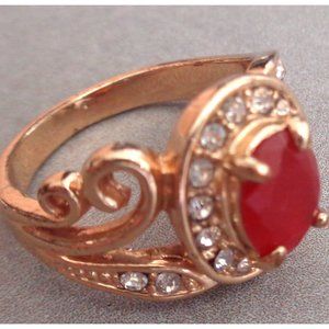 RED RUBY LADYS STUNNING HAND CRAFTED RING SIZE 8